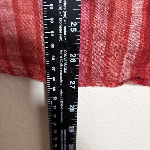 True Craft Blouse Women's Medium Red Striped Button Up Short Sleeve Pocket Top - Picture 5 of 8